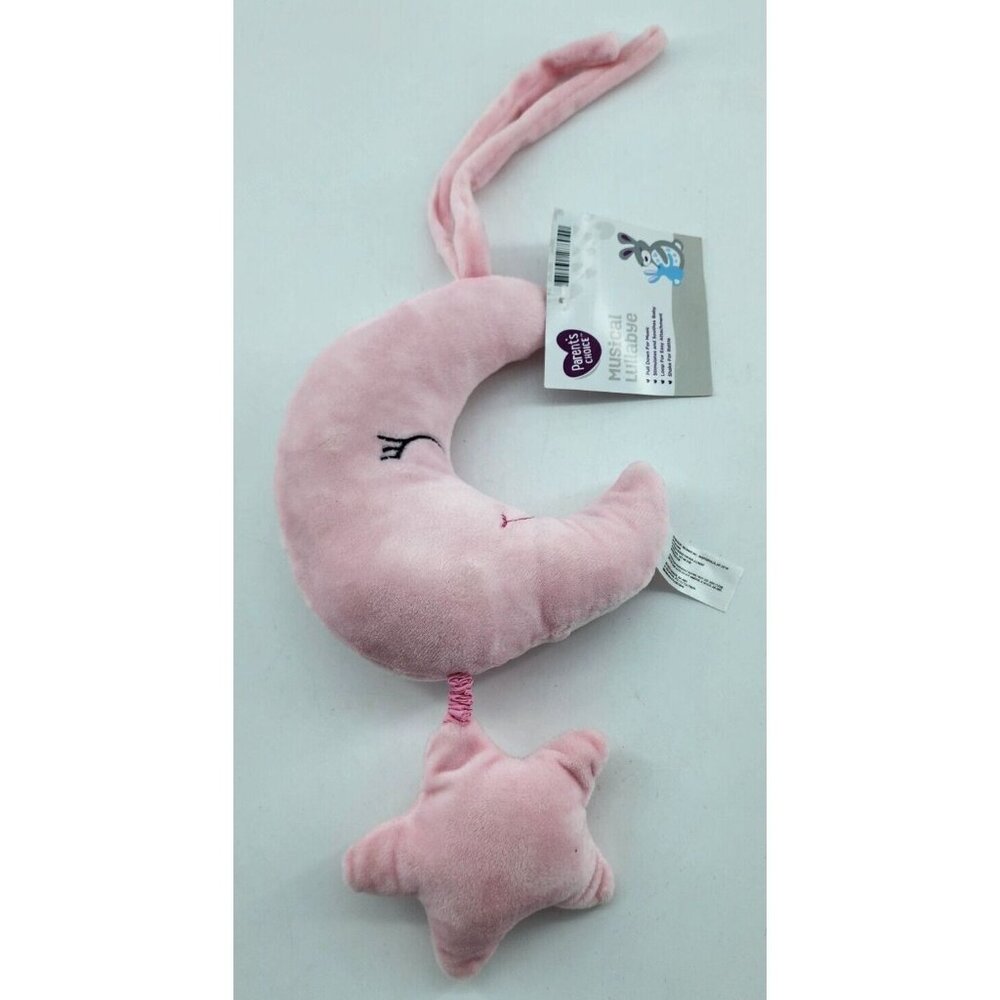 NEW Walmart Parents Choice‎ Moon Star Pink Baby Musical Plush Pull Crib Rattle